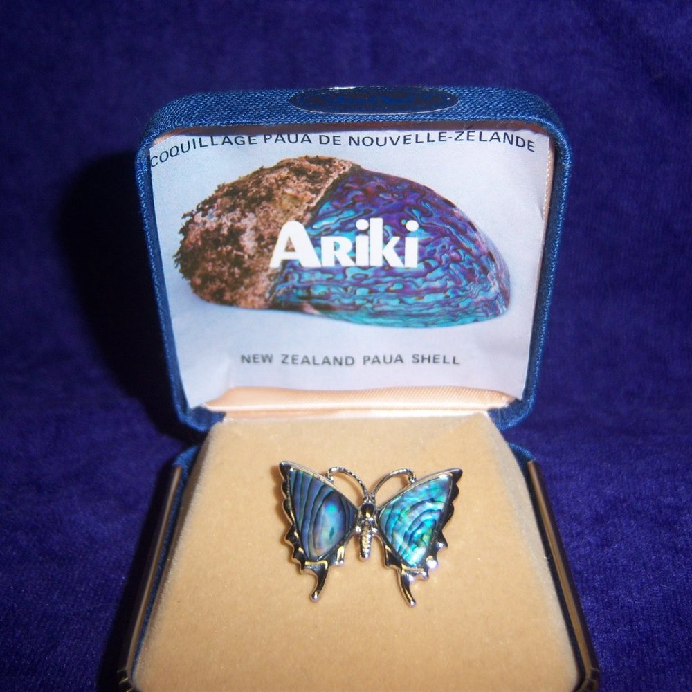 Ariki Pins, Sea Opal, Paua Shell, Butterfly Pin